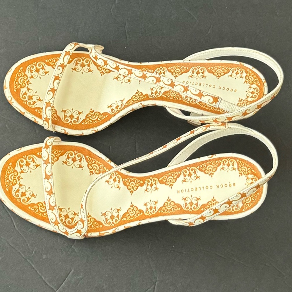 Brock Collection Grecian Orange & Cream Sandals Size 40 - Picture 2 of 10